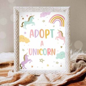 Unicorn Invitation, Adopt a Unicorn Birthday Unicorn Adoption Sign Birthday Magical Invitation