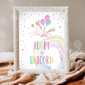 Unicorn Invitation, Adopt a Unicorn Birthday Unicorn Adoption Sign Birthday Magical Invitation
