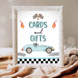 Racing Car Invitation, Cards and Gifts Sign Race Car Birthday Party Two Fast Invitation
