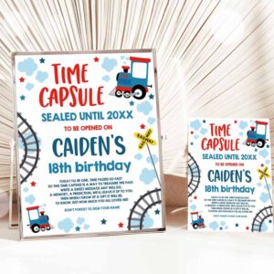 Train Invitation, Choo Choo Train Birthday, Time Capsule + Matching Note Card Train Invitation