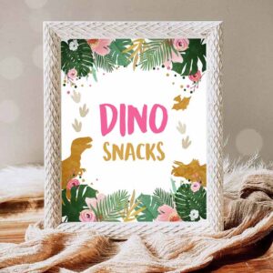 Sweet One Invitation, Dino Snacks Sign Table Decor Dinosaur Sign Dino Food Sweet Table Invitation