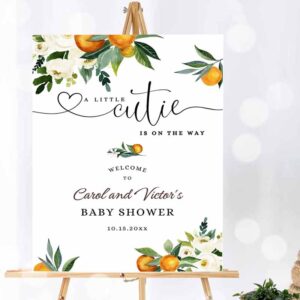 Baby Shower Invitation, Orange A Little Cutie is on the Way Baby Shower Sprinkle Invitation