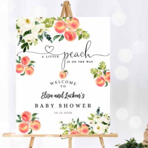 Baby Shower Invitation, A Little Peach Baby Shower Sprinkle Sip and See Welcome Yard Invitation