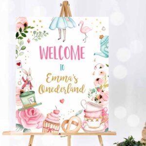 Alice in Wonderland Invitation, Alice in Wonderland Welcome Sign Alice in Onederland Birthday Girl Invitation