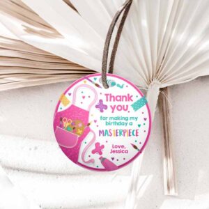 Art Birthday Party, Favor Tag, Label Painting Party, Birthday, Pink Arts Invitation