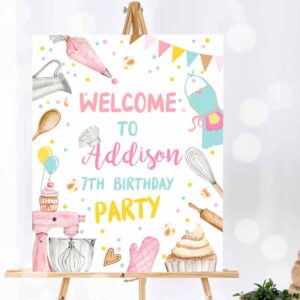 Baking Invitation, Baking Birthday Party, Welcome Sign Cooking Birthday, Welcome Pink Girl Little Invitation
