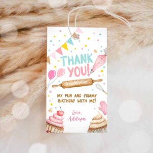 Baking Invitation, Baking Favor Tags, Tags Baking Birthday, Thank you tags Kids Cupcake Invitation