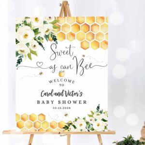 Bee Invitation, Bee Sweet As Can Bee Baby Shower Baby Sprinkle Welcome Sign Invitation