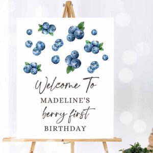 Farm Animal Invitation, Welcome Sign Blueberries Blueberry Party, Welcome Farmers Market Invitation