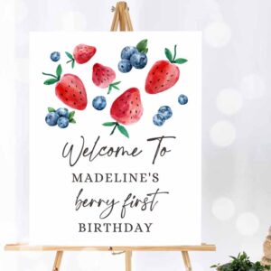 Farm Animal Invitation, Welcome Sign Strawberry Blueberry Party, Welcome Farmers Market Invitation