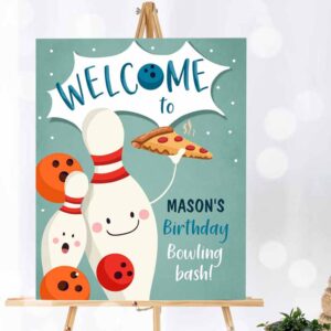 Bowling Invitation, Bowling Birthday, Welcome Sign Strike Up Some Fun Boy Bowling Party Invitation