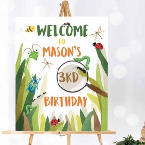Bug Birthday, Welcome Sign Boy Bug Party, Outdoor Bug Hunt Birthday Invitation