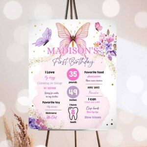 Butterfly Invitation, Butterfly Birthday, Milestones Sign Garden 1st Birthday, Birthday First Birthday Invitation