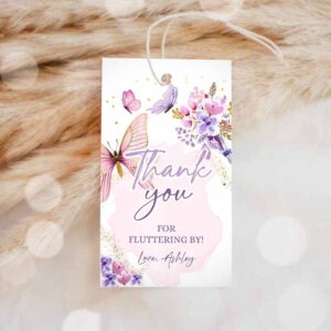 Butterfly Invitation, Butterfly Favor Tags, Butterfly Birthday, Thank you Tags Garden Shower Pink Invitation