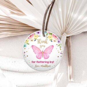 Butterfly Invitation, Butterfly Favor Tags, Butterfly Birthday, Thank you tags Garden Shower Pink Invitation