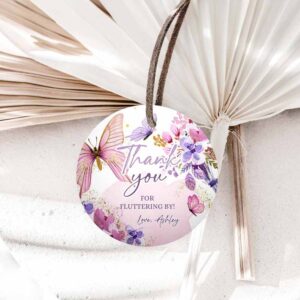 Floral Invitation, Butterfly Favor Tags, Floral Butterfly Birthday, Thank you tag Garden Shower Invitation