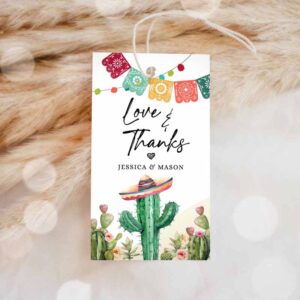 Fiesta Invitation, Cactus Fiesta Favor Tags, Love and Thanks Mexican Muchas Gracias Bridal Invitation