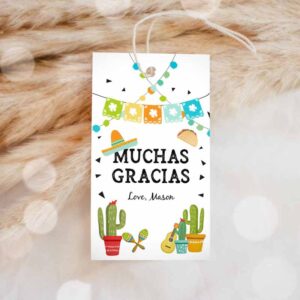 Fiesta Invitation, Cactus Fiesta Favor Tags, Mexican Muchas Gracias Thank You Tags Bridal Invitation