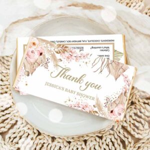Boho Pampas Invitation, Candy Bar Wrapper Pampas Grass Baby Shower Favor Wrapper Boho Birthday Invitation