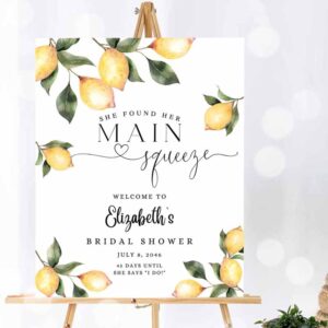 Lemon Invitation, Citrus Lemon Bridal Shower Welcome Sign Rustic She Found Her Main Invitation
