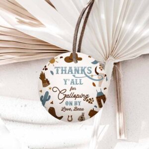 Cowboy Invitation, Cowboy Birthday, Circle Square Favor Tags, Wild West Cowboy 1st Birthday, Rodeo Invitation