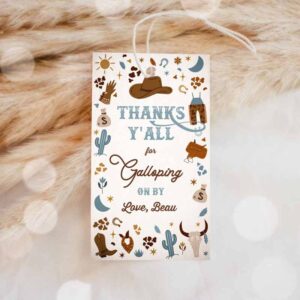 Cowboy Invitation, Cowboy Birthday, Luggage Favor Tags, Wild West Cowboy 1st Birthday, Rodeo Birthday Invitation