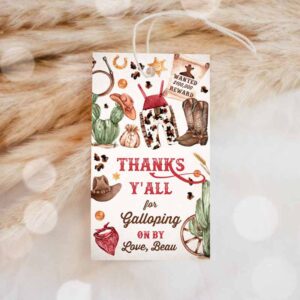 Cowboy Invitation, Cowboy Birthday Party, Luggage Favor Tag, Wild West Cowboy Rodeo Birthday Invitation