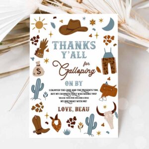 Cowboy Invitation, Cowboy Birthday Party, Thank You Card Wild West Cowboy Rodeo Birthday Invitation