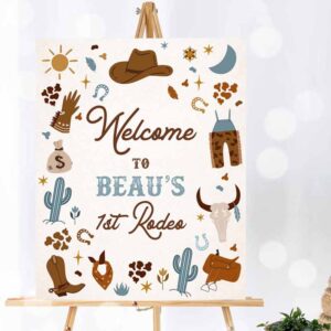 Cowboy Invitation, Cowboy Birthday Party, Welcome Sign Wild West Cowboy 1st Birthday, Rodeo Birthday Invitation