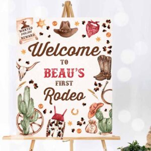 Cowboy Invitation, Cowboy Birthday Party, Welcome Sign Wild West Cowboy 1st Birthday, Rodeo Birthday Invitation