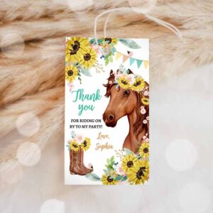 Cowgirl Invitation, Cowgirl Favor Tags, Horse Birthday Party, Favor Thank you Tag Girl Invitation