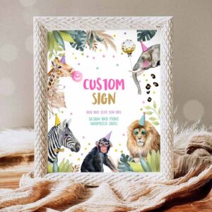 Wild One Invitation, Custom Sign Animals Sign Wild One Animals Decor Zoo Safari Animals Invitation