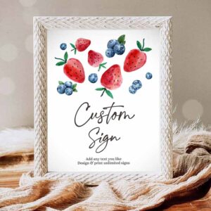 Berry Sweet Invitation, Custom Sign Sign Berry Sweet Party Decor Girl Invitation