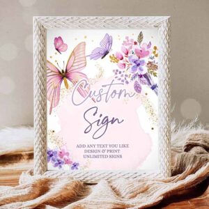 Butterfly Invitation, Custom Sign Butterfly Sign Butterfly Decor Butterfly Birthday, Baby Shower Garden Invitation