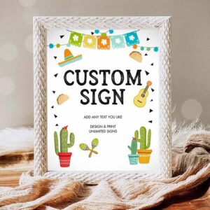 Fiesta Invitation, Custom Sign Fiesta Cactus Sign Fiesta Decor Succulent Table Sign Shower Invitation