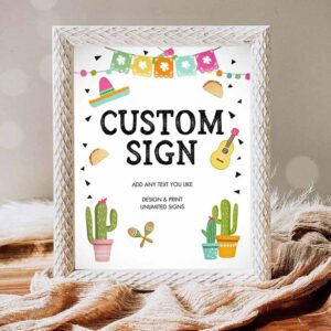 Fiesta Invitation, Custom Sign Fiesta Cactus Sign Fiesta Decor Succulent Table Sign Shower Invitation