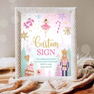 Sweet One Invitation, Custom Sign Nutcracker Birthday Party Decor Land of Sweets Party Invitation