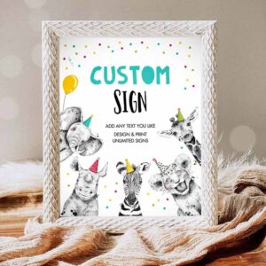 Wild One Invitation, Custom Sign Party, Animals Sign Wild One Animals Decor Zoo Safari Invitation