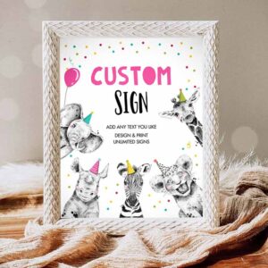 Wild One Invitation, Custom Sign Party, Animals Sign Wild One Animals Decor Zoo Safari Invitation