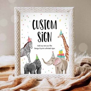Wild One Invitation, Custom Sign Party, Animals Sign Wild One Animals Decor Zoo Safari Invitation