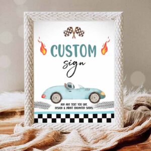 Racing Car Invitation, Custom Sign Race Car Birthday, Two Fast 2 Curious Racing Vintage Invitation