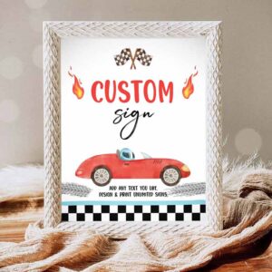 Racing Car Invitation, Custom Sign Race Car Birthday, Two Fast 2 Curious Racing Vintage Invitation