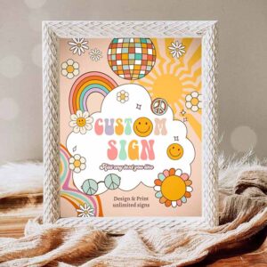 Groovy Invitation, Custom Sign Retro Groovy Birthday Party, One Groovy Babe Party Decor Invitation