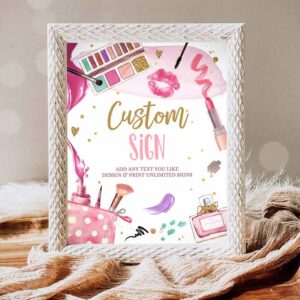 Spa Party Invitation, Custom Sign Spa Party Makeup Party, Pink Gold Girl Teen Invitation