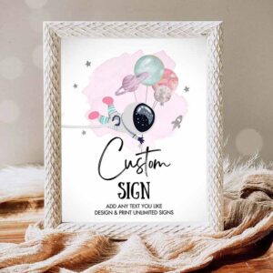Outer Space Invitation, Custom Sign Space Astronaut Birthday Party, Outer Planets Galaxy Baby Shower Invitation