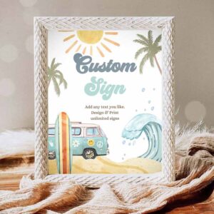 Surfing Invitation, Custom Sign Surf Birthday Custom Sign Party Sign Boy The Big One Surf's Up Invitation