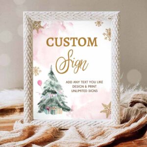 Winter Invitation, Custom Sign Winter Tree Birthday, Winter Onederland Decor 1st Birthday Party Invitation
