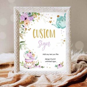 Tea Party Invitation, Custom Tea Party Baby Shower Brewing Floral Tea for Two Invitation