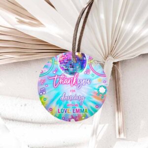 Tie Dye Invitation, Dance Birthday Party, Circle Square Tags Tie Dye Dance Glow Neon Invitation