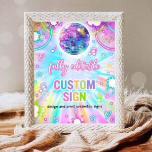 Tie Dye Invitation, Dance Birthday Party, Custom Party, Table Sign Tie Dye Dance Glow Invitation